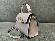Valentino Garavani Vsling Small Handbag In Laminated Grainy Calfskin With Jewel Logo Silver - 22x17x9cm - 5