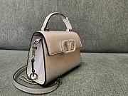 Valentino Garavani Vsling Small Handbag In Laminated Grainy Calfskin With Jewel Logo Silver - 22x17x9cm - 3