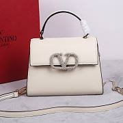 Valentino Garavani Small Vsling Handbag With Jewel Logo Embroidery White - 22x17x9cm - 2