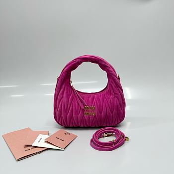 Miumiu Small Wander Matelasse Suede Bag Pink 5BC125 - 20x17x6cm