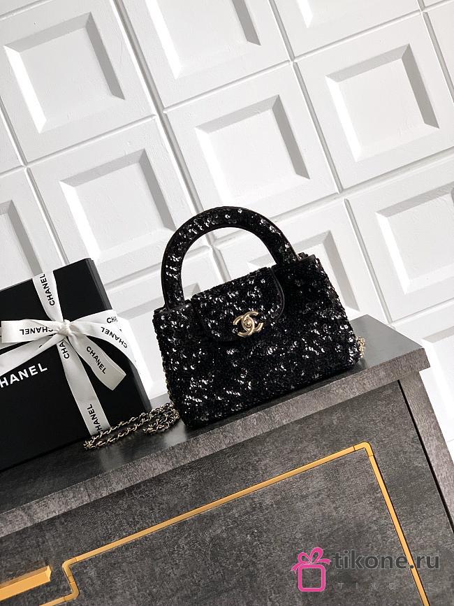 Chanel Mini Shopping Bag Sequins & Gold Tone Metal Black - 19x13x7cm - 1