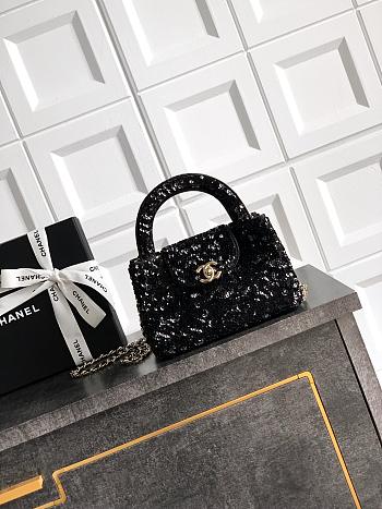 Chanel Mini Shopping Bag Sequins & Gold Tone Metal Black - 19x13x7cm