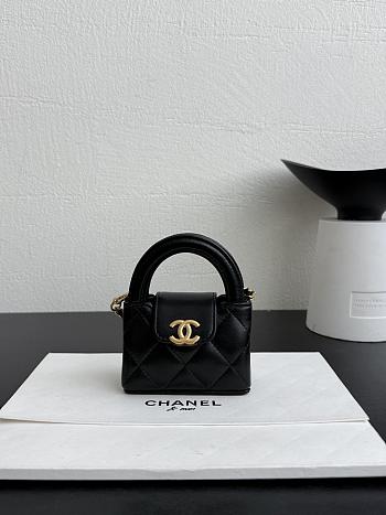 Chanel Mini Bag Charm Shiny Lambskin & Gold Tone Metal Black - 11.5x10x4cm