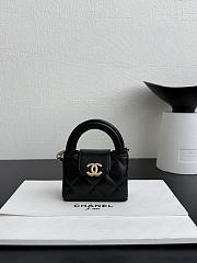 Chanel Mini Bag Charm Shiny Lambskin & Gold Tone Metal Black - 11.5x10x4cm - 2