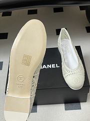 Chanel Ballet Flats Embroidered Cotton White - 4