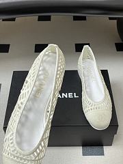 Chanel Ballet Flats Embroidered Cotton White - 3