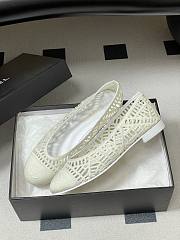 Chanel Ballet Flats Embroidered Cotton White - 5