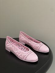 Chanel Ballet Flats Embroidered Cotton Pink - 1