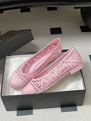 Chanel Ballet Flats Embroidered Cotton Pink - 6