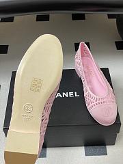 Chanel Ballet Flats Embroidered Cotton Pink - 5