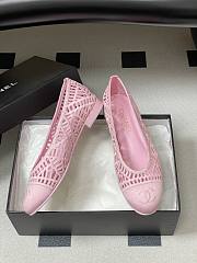 Chanel Ballet Flats Embroidered Cotton Pink - 3