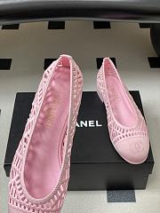 Chanel Ballet Flats Embroidered Cotton Pink - 4