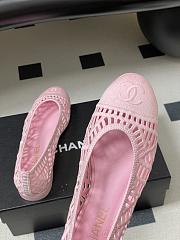 Chanel Ballet Flats Embroidered Cotton Pink - 2