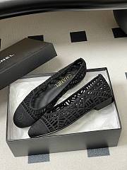 Chanel Ballet Flats Embroidered Cotton Black - 5