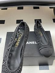 Chanel Ballet Flats Embroidered Cotton Black - 4