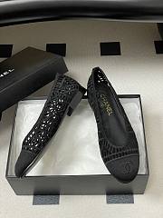 Chanel Ballet Flats Embroidered Cotton Black - 3