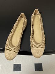 Chanel Ballet Flats Embroidered Cotton Beige - 5