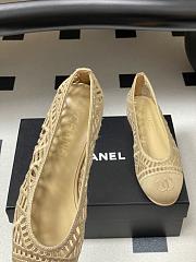 Chanel Ballet Flats Embroidered Cotton Beige - 6