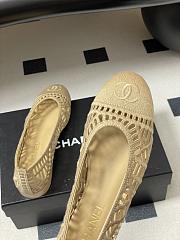 Chanel Ballet Flats Embroidered Cotton Beige - 2
