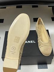 Chanel Ballet Flats Embroidered Cotton Beige - 3