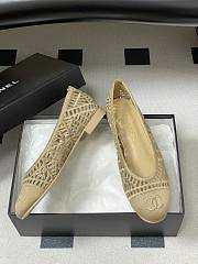 Chanel Ballet Flats Embroidered Cotton Beige - 4