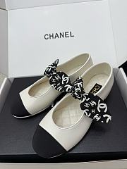 Chanel Mary Janes Lambskin Silk & Grosgrain White & Black - 6