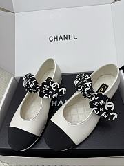 Chanel Mary Janes Lambskin Silk & Grosgrain White & Black - 4