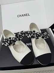 Chanel Mary Janes Lambskin Silk & Grosgrain White & Black - 3