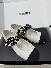 Chanel Mary Janes Lambskin Silk & Grosgrain White & Black - 1