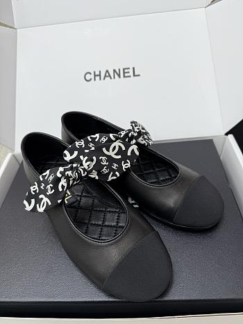 Chanel Mary Janes Lambskin Silk & Grosgrain Black