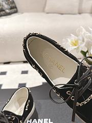 Chanel Moccasins Suede Calfskin Black & Light Grey - 4