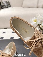 Chanel Moccasins Suede Calfskin Brown & Light Grey - 4