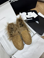 Chanel Moccasins Suede Kidskin & Shearling Lambskin Brown - 4