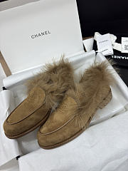 Chanel Moccasins Suede Kidskin & Shearling Lambskin Brown - 3