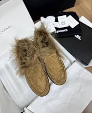 Chanel Moccasins Suede Kidskin & Shearling Lambskin Brown - 1