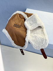 Miumiu Shearling Sheepskin Trapper Hat Camel Brown - 1