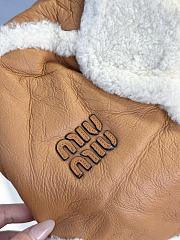 Miumiu Shearling Sheepskin Trapper Hat Camel Brown - 4
