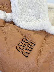 Miumiu Shearling Sheepskin Trapper Hat Camel Brown - 2