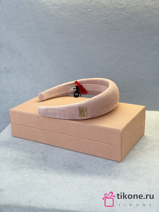  Miumiu Velvet Headband Pink  - 1