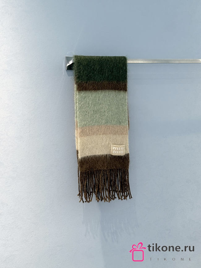 Miumiu Wool Scarf With Fringes Cognac/Tundra   - 1