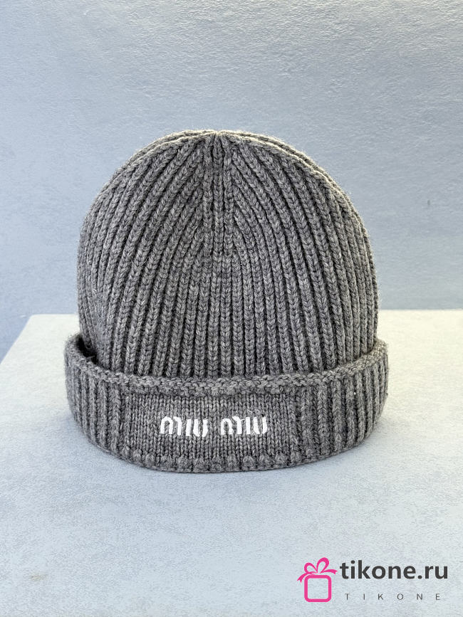 Miumiu Wool And Cashmere Beanie Gray - 1