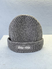Miumiu Wool And Cashmere Beanie Gray - 2