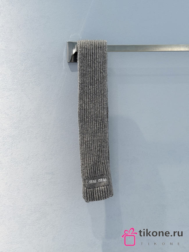 Miumiu Wool And Cashmere Knit Scarf Gray - 1