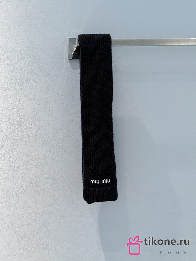 Miumiu Wool And Cashmere Knit Scarf Black - 1