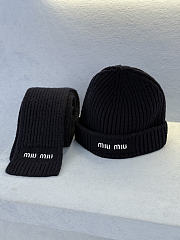 Miumiu Wool And Cashmere Knit Scarf Black - 4