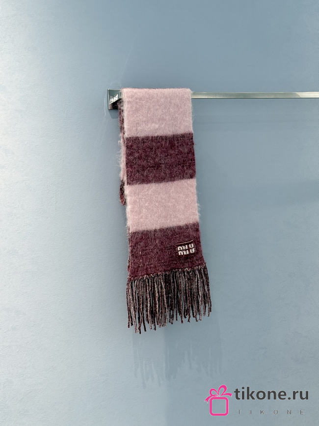 Miumiu Wool Scarf With Fringes Amaranth/Peach - 1