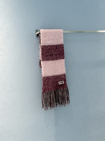 Miumiu Wool Scarf With Fringes Amaranth/Peach