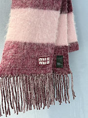 Miumiu Wool Scarf With Fringes Amaranth/Peach - 6