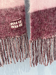 Miumiu Wool Scarf With Fringes Amaranth/Peach - 2