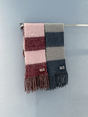 Miumiu Wool Scarf With Fringes Blue/Sky Blue - 6